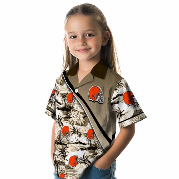 cleveland browns sunset palms brown white hawaiian shirt premium grade