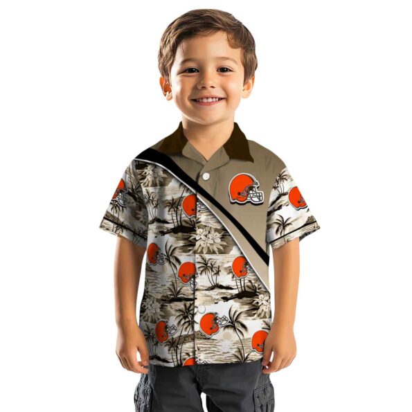 cleveland browns sunset palms brown white hawaiian shirt top rated