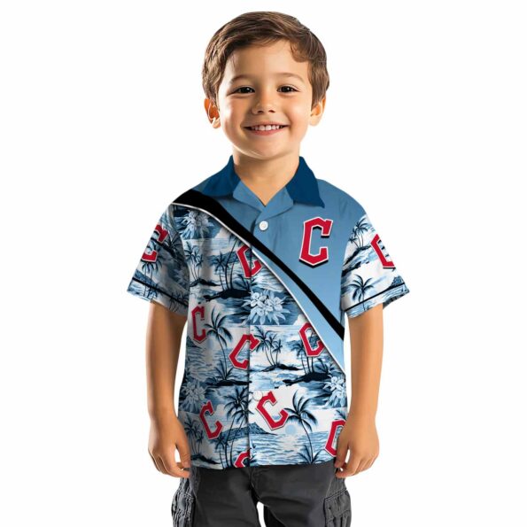 cleveland guardians sunset palms navy blue white hawaiian shirt top rated