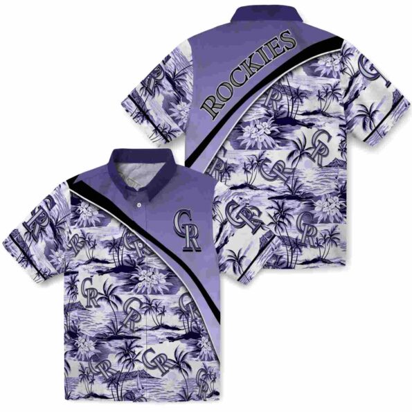 colorado rockies sunset palms blue white hawaiian shirt high quality