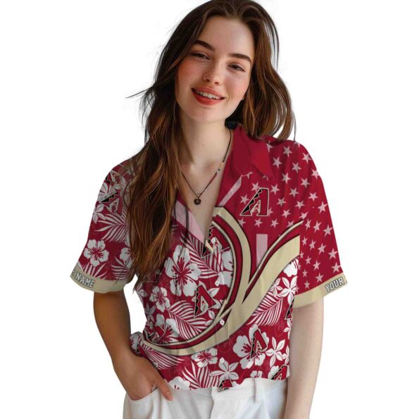 custom arizona diamondbacks floral wave red white hawaiian shirt latest model