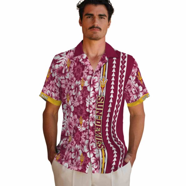 custom-arizona-state-sun-devils-hibiscus-arrows-maroon-white-hawaiian-shirt-fashion-forward custom arizona state sun devils hibiscus arrows maroon white hawaiian shirt fashion forward
