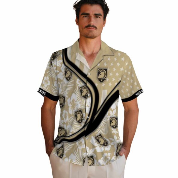 custom army black knights floral wave gold white hawaiian shirt fashion forward