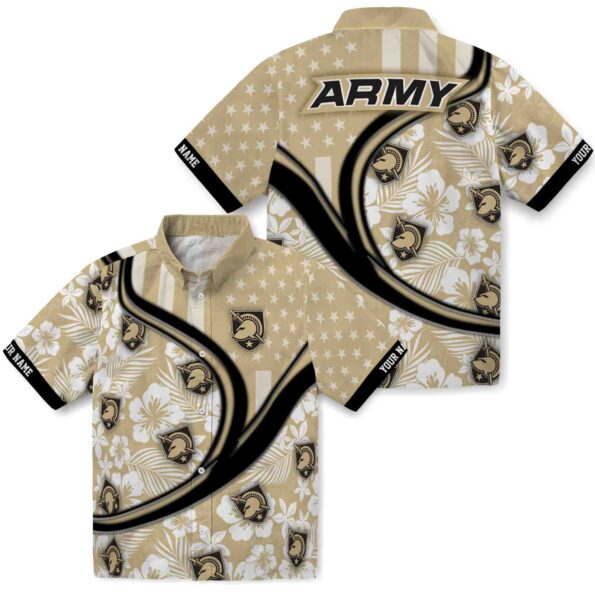 custom army black knights floral wave gold white hawaiian shirt high quality