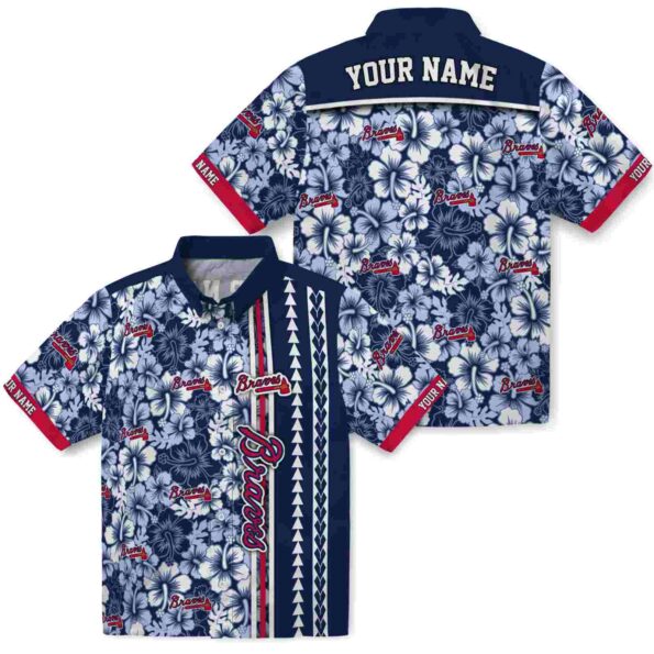 custom-atlanta-braves-hibiscus-arrows-navy-white-hawaiian-shirt-high-quality custom atlanta braves hibiscus arrows navy white hawaiian shirt high quality