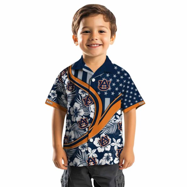 custom auburn tigers floral wave navy blue white hawaiian shirt top rated