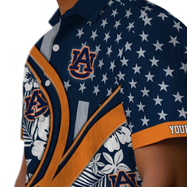 custom auburn tigers floral wave navy blue white hawaiian shirt trendy