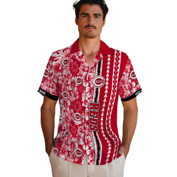 custom cincinnati reds hibiscus arrows red white hawaiian shirt fashion forward