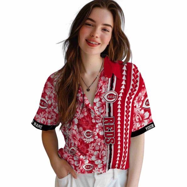 custom cincinnati reds hibiscus arrows red white hawaiian shirt latest model