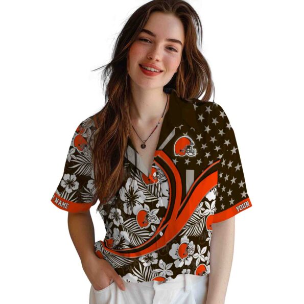 custom-cleveland-browns-floral-wave-brown-white-hawaiian-shirt-latest-model custom cleveland browns floral wave brown white hawaiian shirt latest model