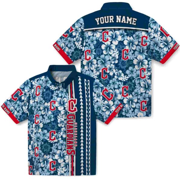custom-cleveland-guardians-hibiscus-arrows-navy-blue-white-hawaiian-shirt-high-quality custom cleveland guardians hibiscus arrows navy blue white hawaiian shirt high quality