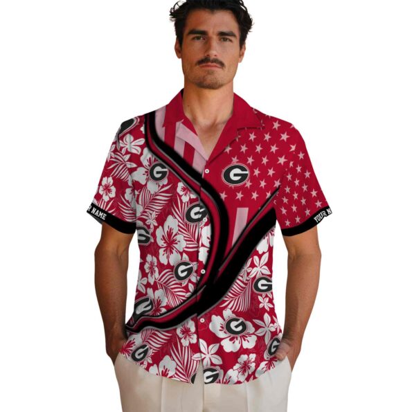 custom-georgia-bulldogs-floral-wave-red-white-hawaiian-shirt-fashion-forward custom georgia bulldogs floral wave red white hawaiian shirt fashion forward