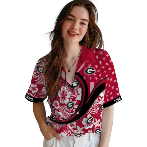 custom-georgia-bulldogs-floral-wave-red-white-hawaiian-shirt-latest-model custom georgia bulldogs floral wave red white hawaiian shirt latest model