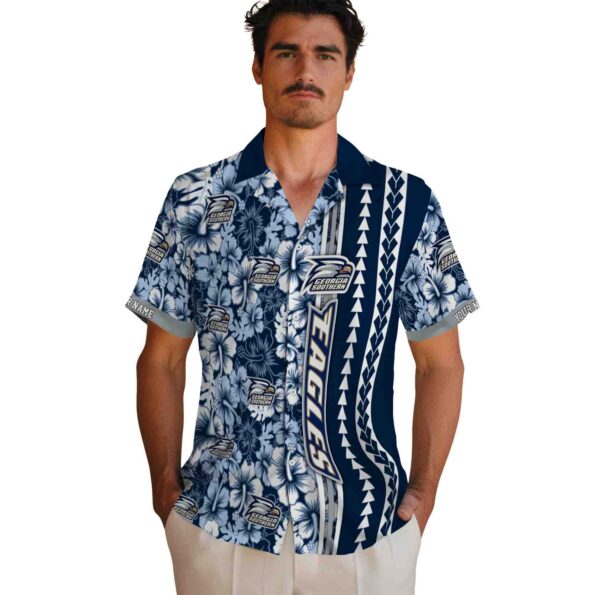 custom-georgia-southern-eagles-hibiscus-arrows-blue-white-hawaiian-shirt-fashion-forward custom georgia southern eagles hibiscus arrows blue white hawaiian shirt fashion forward