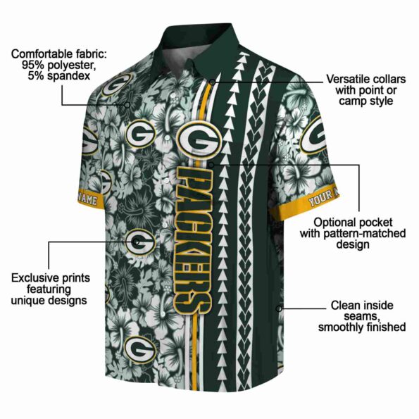 custom green bay packers hibiscus arrows green white hawaiian shirt new arrival