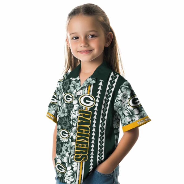 custom green bay packers hibiscus arrows green white hawaiian shirt premium grade