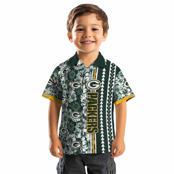 custom green bay packers hibiscus arrows green white hawaiian shirt top rated