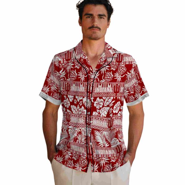 custom indiana hoosiers tribal stripes red white hawaiian shirt fashion forward