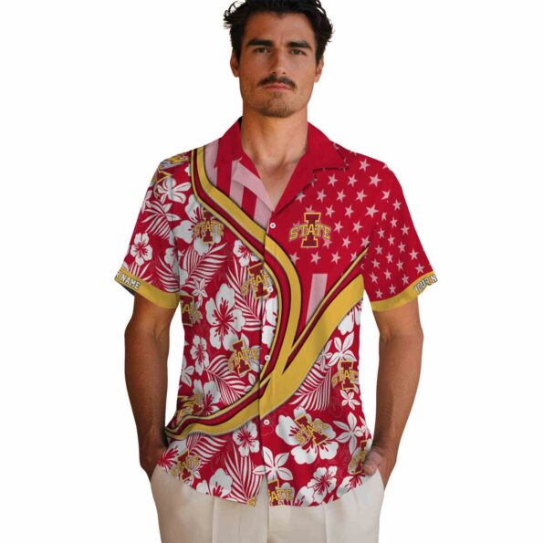 custom iowa state cyclones floral wave red white hawaiian shirt fashion forward
