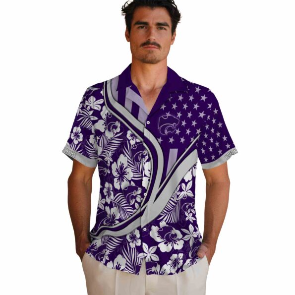 custom kansas state wildcats floral wave purple white hawaiian shirt fashion forward