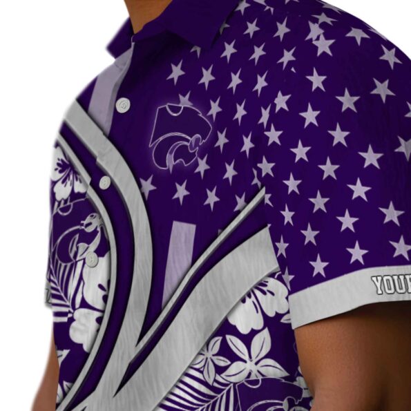 custom kansas state wildcats floral wave purple white hawaiian shirt trendy