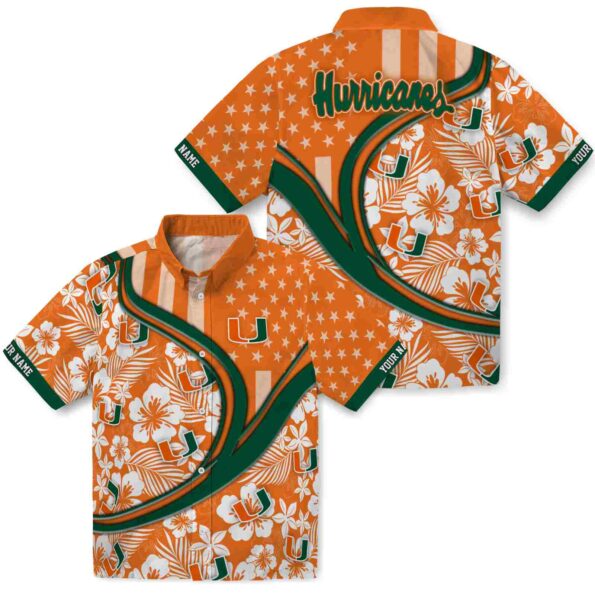 custom-miami-hurricanes-floral-wave-orange-white-hawaiian-shirt-high-quality custom miami hurricanes floral wave orange white hawaiian shirt high quality