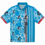 Miami Marlins Hawaiian Shirt - Custom Hibiscus Arrows Blue White 1 custom-miami-marlins-hibiscus-arrows-blue-white-hawaiian-shirt-best-selling