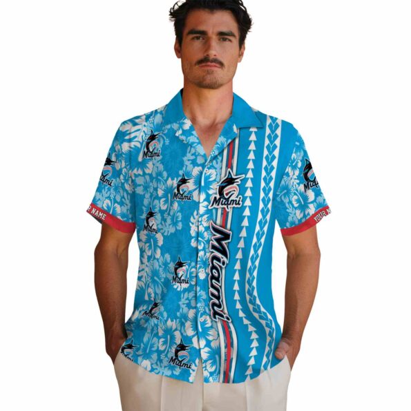 custom-miami-marlins-hibiscus-arrows-blue-white-hawaiian-shirt-fashion-forward custom miami marlins hibiscus arrows blue white hawaiian shirt fashion forward