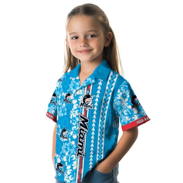 custom-miami-marlins-hibiscus-arrows-blue-white-hawaiian-shirt-premium-grade custom miami marlins hibiscus arrows blue white hawaiian shirt premium grade