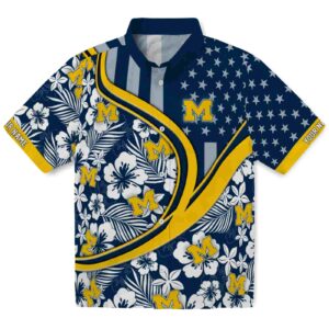 Custom Michigan Wolverines Floral Wave Blue White Clog