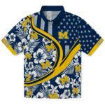 Michigan Wolverines Hawaiian Shirt - Custom Floral Wave Blue White 1 custom-michigan-wolverines-floral-wave-blue-white-hawaiian-shirt-best-selling
