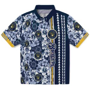 Custom Milwaukee Brewers Hibiscus Arrows Navy Blue White Clog