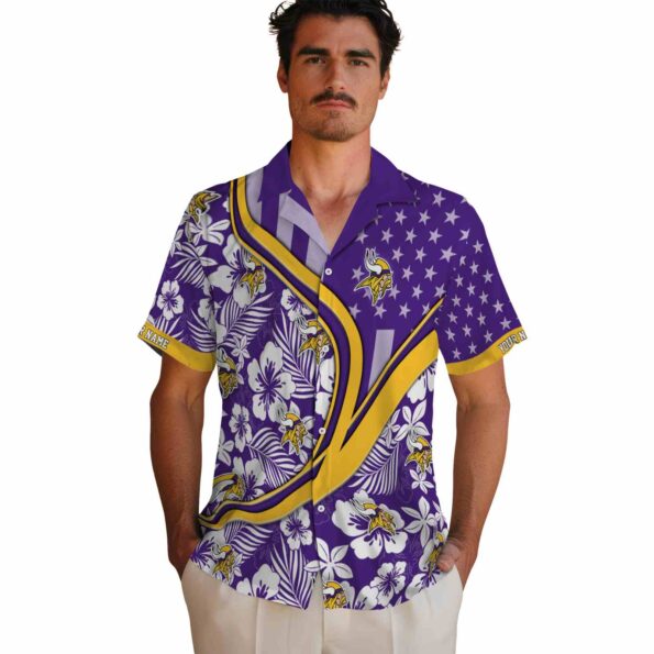 custom minnesota vikings floral wave purple white hawaiian shirt fashion forward