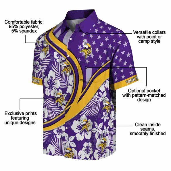 custom minnesota vikings floral wave purple white hawaiian shirt new arrival