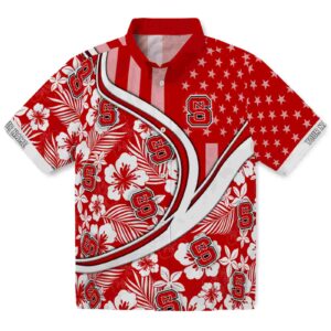 Custom NC State Wolfpack Floral Wave Red White Hawaiian Shirt