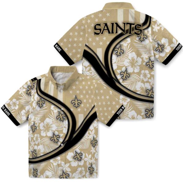 custom-new-orleans-saints-floral-wave-gold-white-hawaiian-shirt-high-quality custom new orleans saints floral wave gold white hawaiian shirt high quality