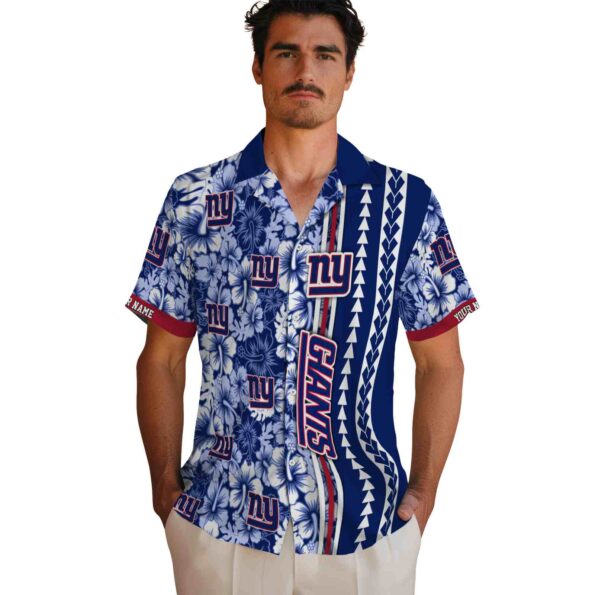 custom new york giants hibiscus arrows blue white hawaiian shirt fashion forward