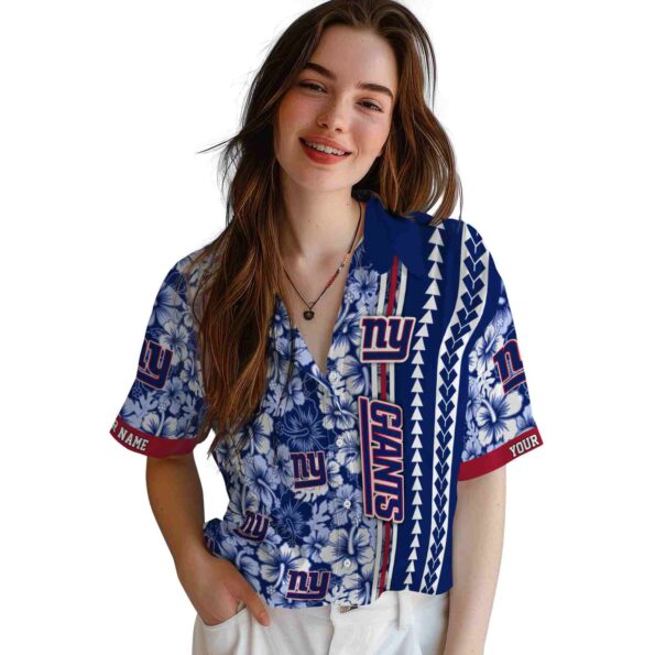 custom new york giants hibiscus arrows blue white hawaiian shirt latest model