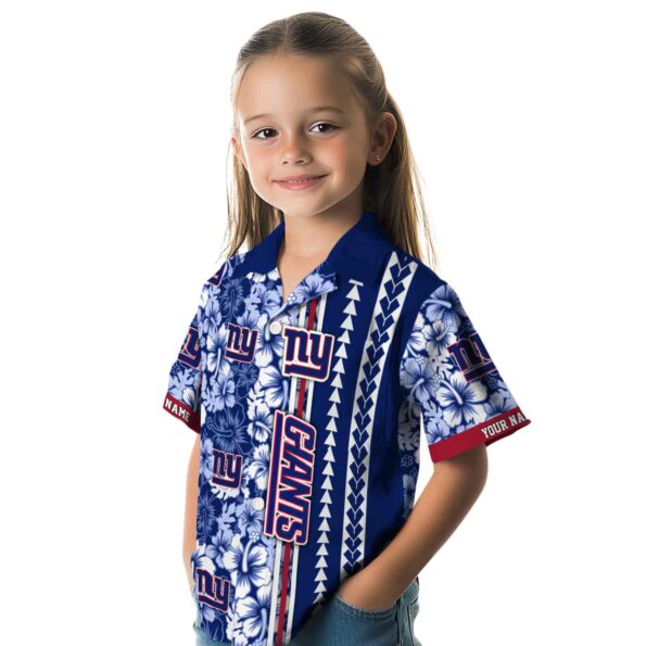 custom new york giants hibiscus arrows blue white hawaiian shirt premium grade