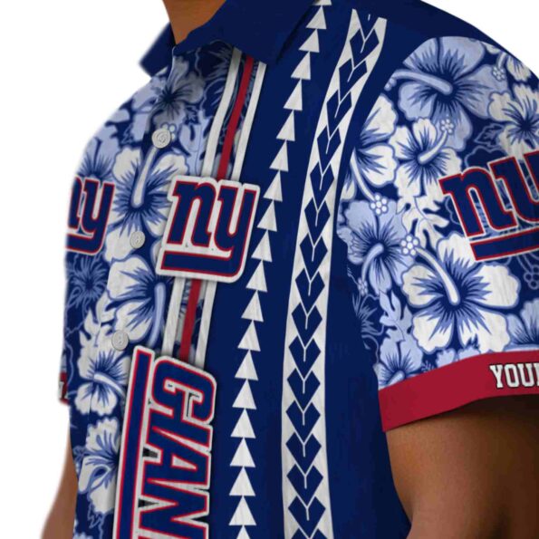 custom new york giants hibiscus arrows blue white hawaiian shirt trendy