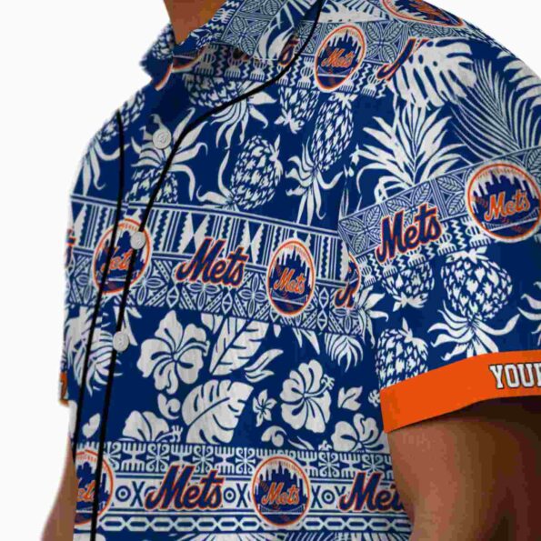 custom new york mets tribal stripes blue white hawaiian shirt trendy