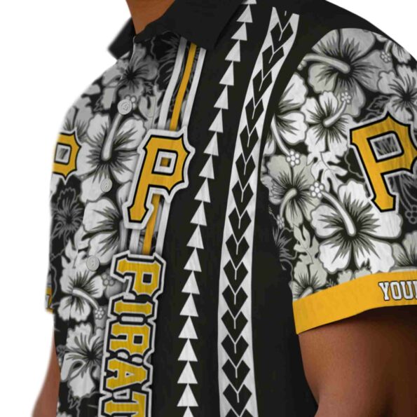 custom-pittsburgh-pirates-hibiscus-arrows-black-white-hawaiian-shirt-trendy custom pittsburgh pirates hibiscus arrows black white hawaiian shirt trendy