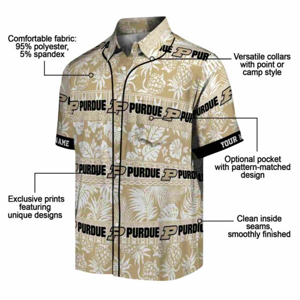 custom purdue boilermakers tribal stripes gold white hawaiian shirt new arrival