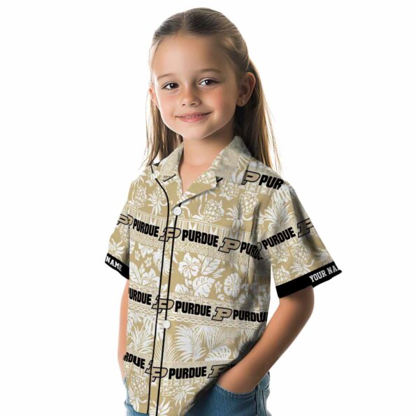 custom purdue boilermakers tribal stripes gold white hawaiian shirt premium grade
