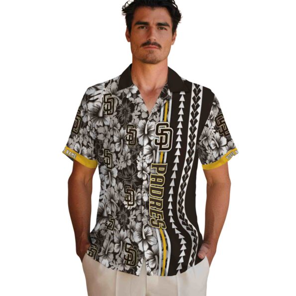 custom san diego padres hibiscus arrows brown white hawaiian shirt fashion forward