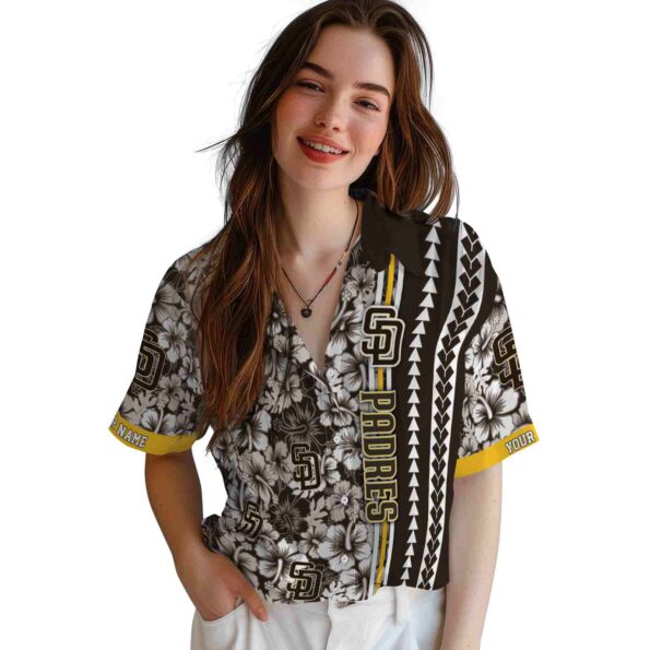 custom san diego padres hibiscus arrows brown white hawaiian shirt latest model