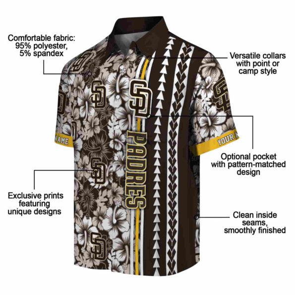 custom san diego padres hibiscus arrows brown white hawaiian shirt new arrival