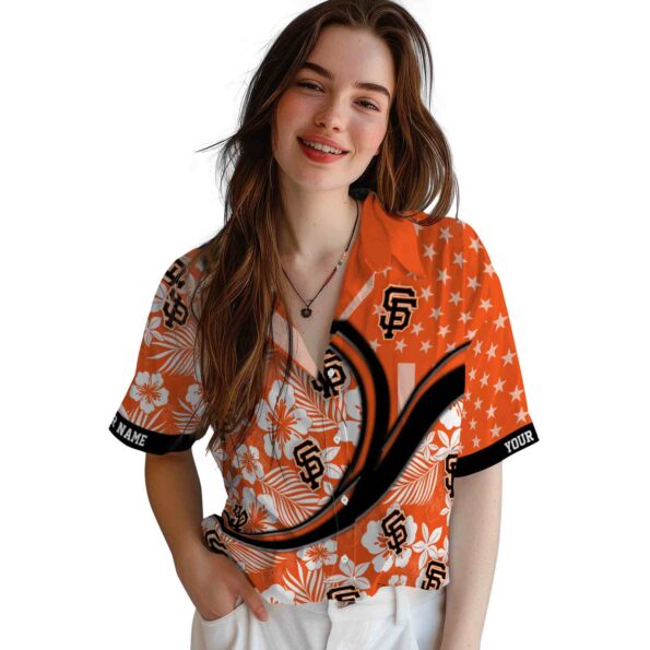 custom san francisco giants floral wave orange white hawaiian shirt latest model