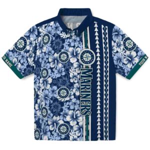 Custom Seattle Mariners Hibiscus Arrows Navy Blue White Clog