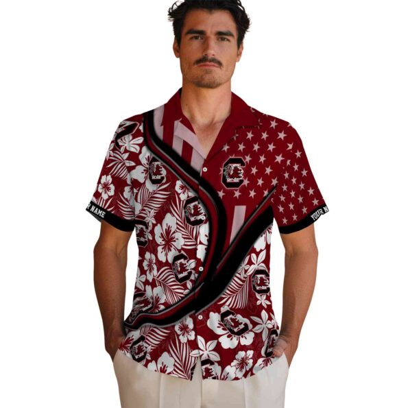 custom south carolina gamecocks floral wave garnet white hawaiian shirt fashion forward